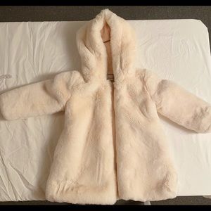 Creamy white faux fur jacket for girls